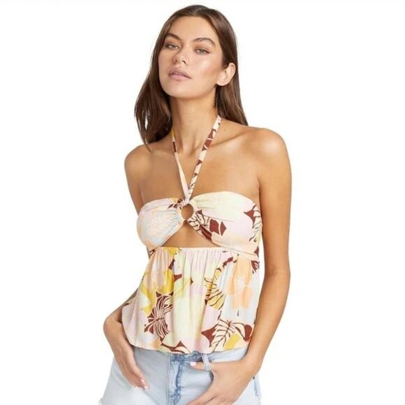 VOLCOM Women's Oh Lei Halter Neck Cami Top Size L In Multi - Picture 1 of 7